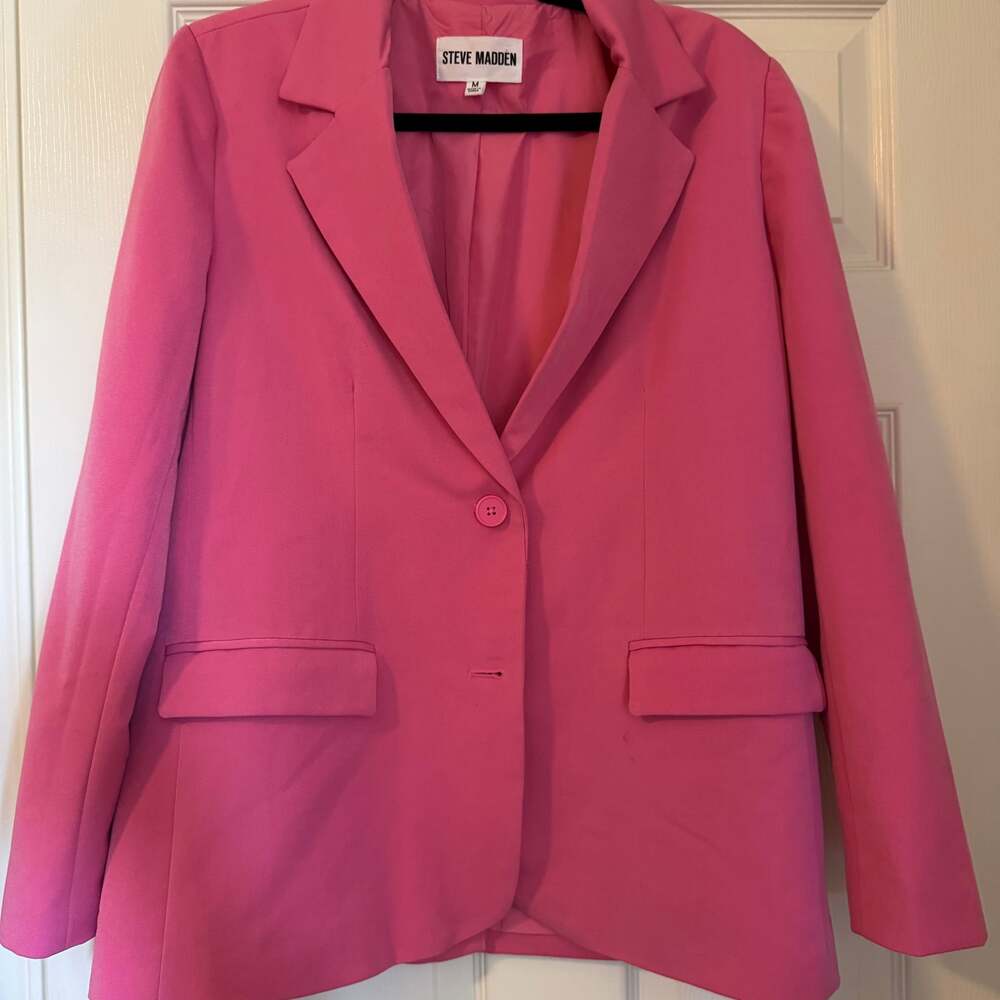 Steve Madden Boyfriend Blazer in Bright Pink